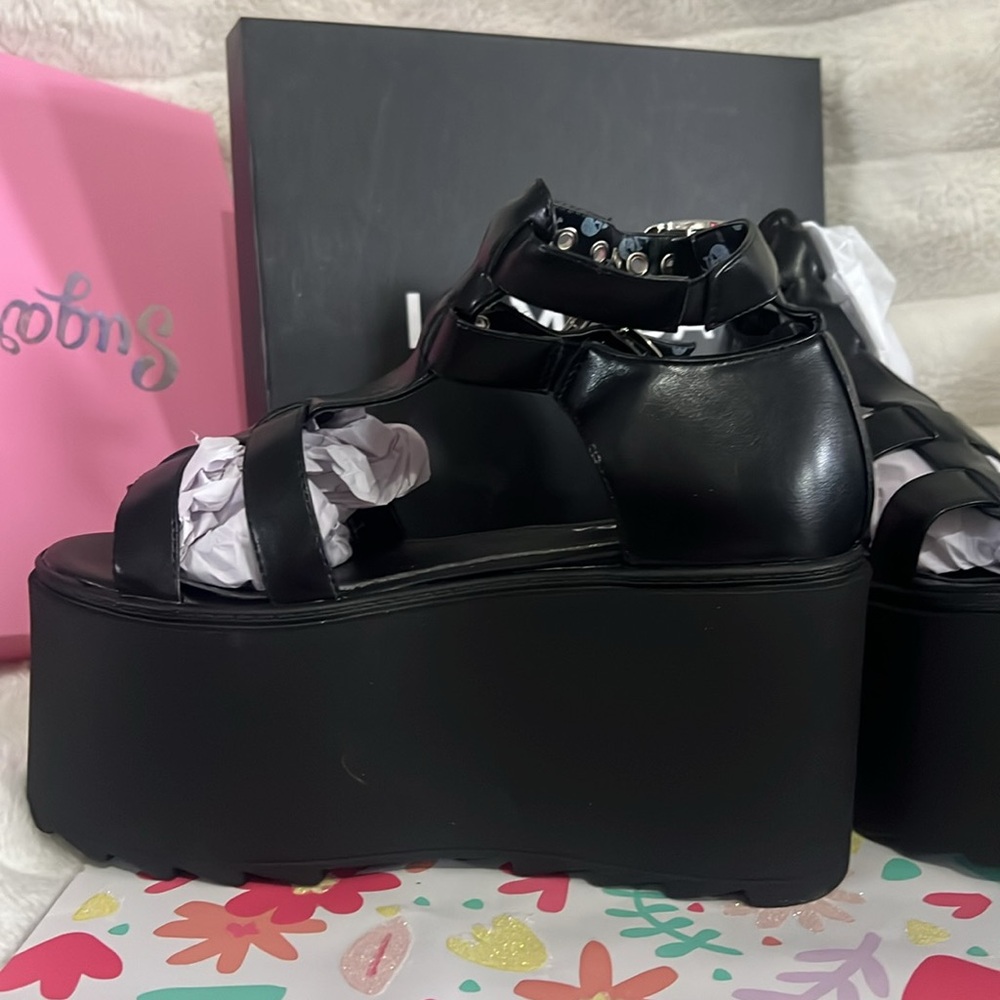 Dolls kill LAMODA JUST PEACHY PLATFORM SANDALS -black - Picture 8 of 10
